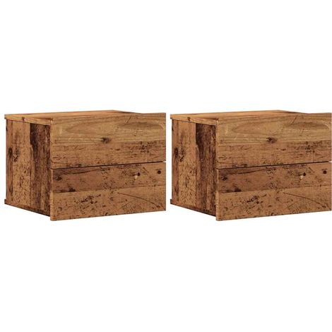Mesitas de noche de pared 2 uds madera envejecida 40x32x30 cm vidaXL