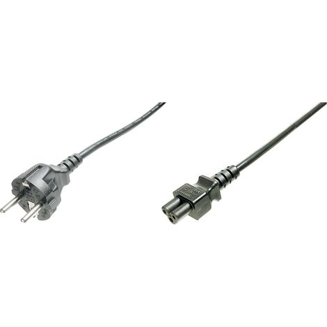 Digitus Strom Anschlusskabel [1x Schutzkontakt-Stecker - 1x Kleeblatt-Buchse C5] 0.75 m Schwarz