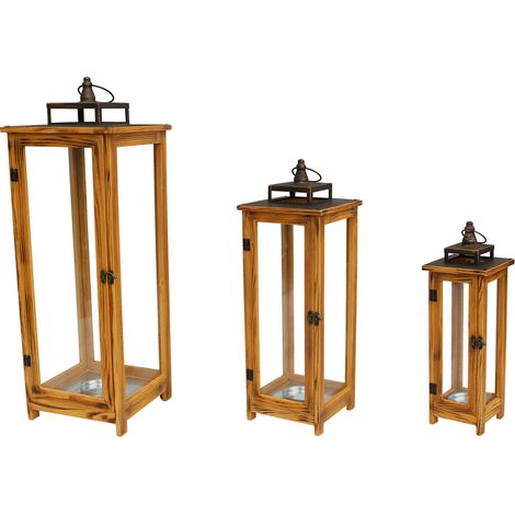 3er XXL Holz-Laternen Set braun-DMC8143 (1/3)