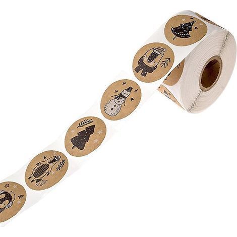 Confezione regalo di Natale, adesivi natalizi in bianco e nero con animali, etichette natalizie, 500 pezzi/rotolo (1/5)