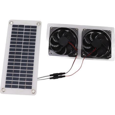Kit de ventilateur solaire 50 W avec panneau solaire et double ventilateur d'extraction pour serre extérieure, abri de jardin ou poulailler. (1/5)