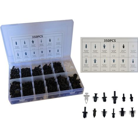 TRADE SHOP - 350pz Plastica Trim Clip Rivetti Clip Kit Fermi Spinta Auto Bagagliaio Paraurti - (1/4)