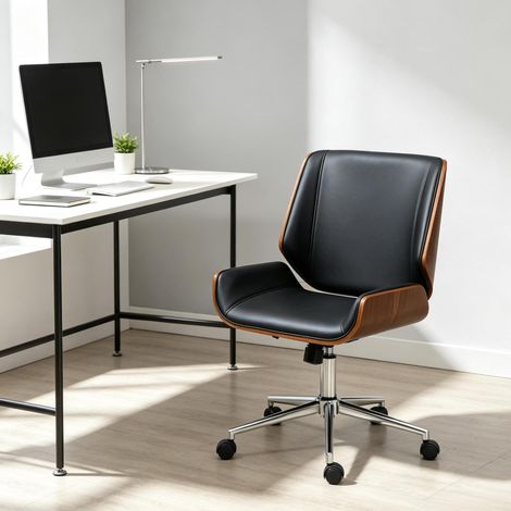 Sedia da ufficio 53x60x86-96 cm in legno e metallo nero, regolabile (1/5)
