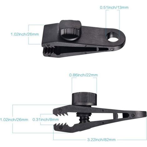 Lot de 10 Pinces à bâche, Plastique renforcé, Design crocodile, Pour camping et auvent (1/3)