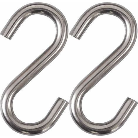 Lot de 2 Crochets en S en acier inoxydable 304 robustes Crochets en S pour balançoire de hamac de 7,6 cm Crochets utilitaires de qualité industrielle (1/4)