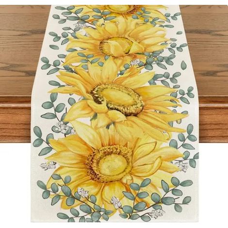 Tovaglia estiva con fiori colorati, girasoli, 180x33 cm (1/2)