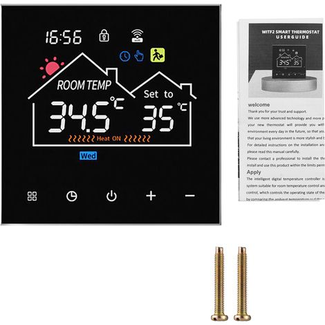 Thermostat connecté pour chauffage au sol maison WiFi avec commande APP écran tactile LED économie d'énergie programmable DIY et affichage météo humidité (1/3)