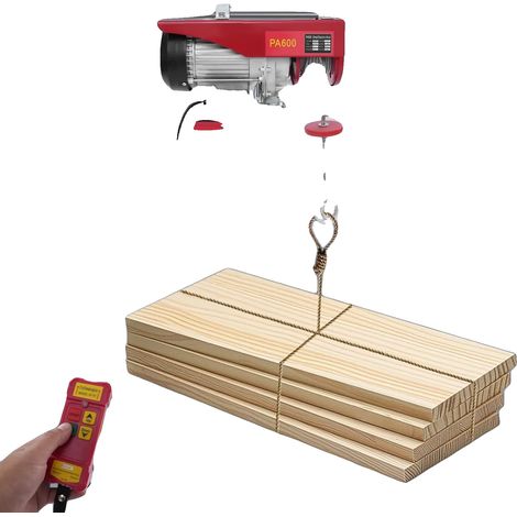 Cabrestante eléctrico, potencia de 1200 W, voltaje de 220 V, capacidad de carga de 600 kg, velocidad de elevación de 10 m/min, protección IP40. (1/5)