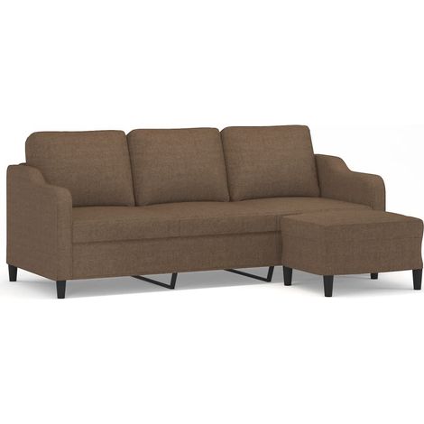 Divano a 3 Posti Sofa con Poggiapiedi Marrone 180 cm in Tessuto (1/5)