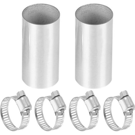 2 Pièces raccords de tuyau d'échappement Diamètre 24 mm En acier inoxydable Avec 4 pinces Tube d'extension de tuyau d'échappement de 50 mm Pour systèmes de chauffage de voiture (1/5)