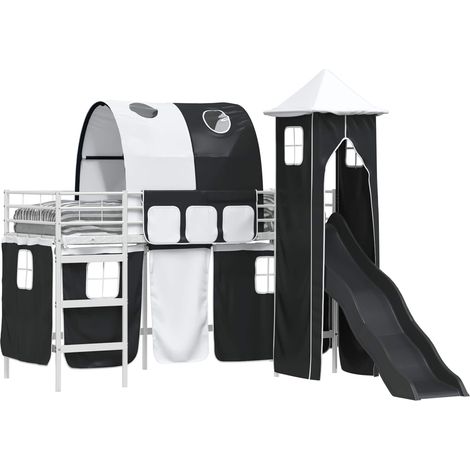 Maison Exclusive - Kinderloftbett Weiß und Schwarz 100 x 190 cm M