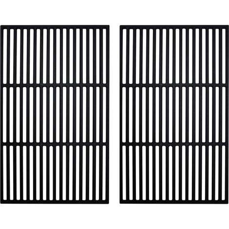 Lot de 2 Grilles Rectangulaires en Fonte Émaillée pour Barbecue à Gaz et Charbon de Bois (1/5)