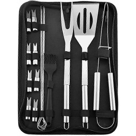 Set mit 16 Grillutensilien aus Edelstahl für Grillabende im Freien und Picknicks. (1/5)