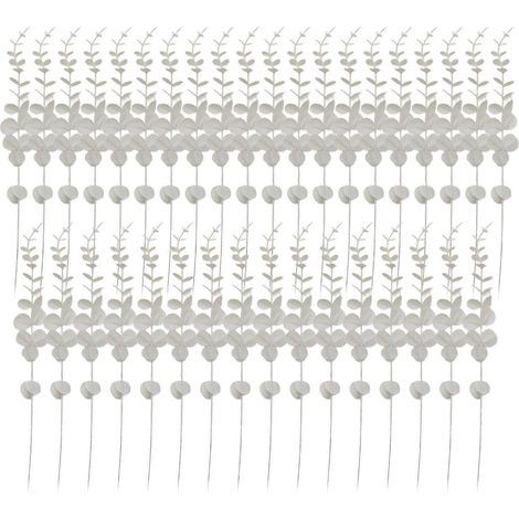 Tiges d'eucalyptus artificiel blanc, 36 branches et feuilles d'eucalyptus artificiel pour composition florale et décoration de bouquet de mariée (1/5)