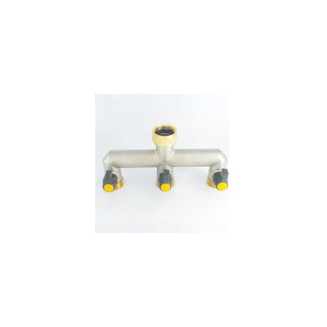 Dreifach-Wasserhahn mit 3/4"-Innengewinde und 3/4"-Einlass, Messing, 3-Wege-Ventil, Sanitäranschluss für Gartenschläuche, 1000-Liter-Tankarmatur, Wasserspender, Gartenschlauchanschluss - Crezuo