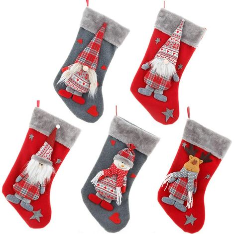 Grandes chaussettes de Noël personnalisées, 48 ​​cm, lot de 5, décorations de Noël [JUN]