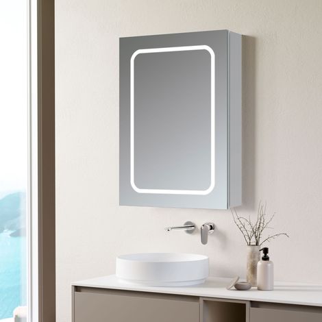 Signature Florence 1-Door LED Mirrored Bathroom Cabinet with Demister Pad 700mm H x 500mm W (1/4)