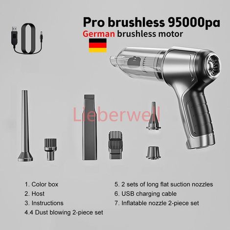 Aspirateur sans fil pour voiture, mini aspirateur soufflant, appareil ménager sans fil, utilisation pour la maison et les touristes, 95000Pa, 3 en 1, 120W,updated PRO
