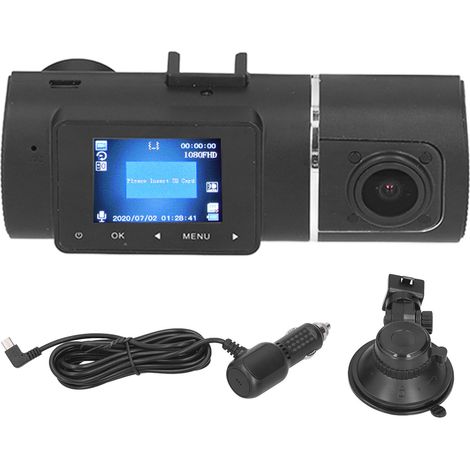 Caméra embarquée rotative 1080p à double enregistrement DVR, caméra de voiture avec enregistreur vidéo automatique et moniteur de stationnement (1/5)