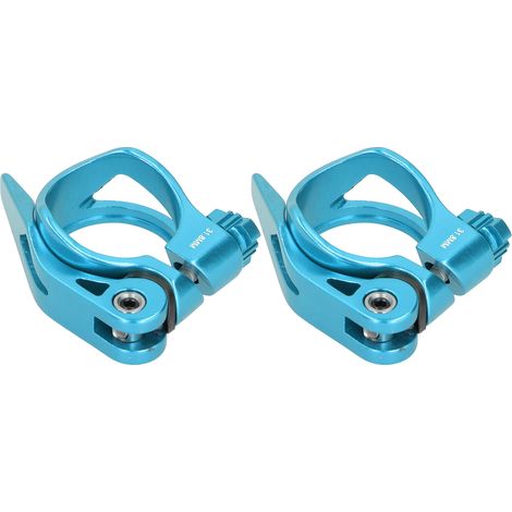 Lot de 2 colliers de serrage rapide pour tige de selle de VTT en alliage d'aluminium C73, 31,8 mm, bleu (1/5)