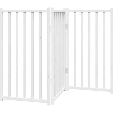 Barrière de sécurité pour chien animaux de compagnie pliable 3 panneaux 150 cm bois sapin massif blanc