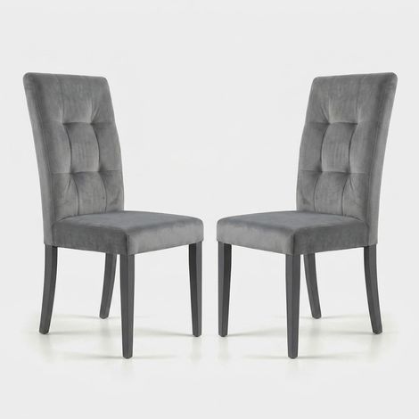 Lot de 2 chaises rembourrées en tissu avec pieds en bois Douglas (1/5)