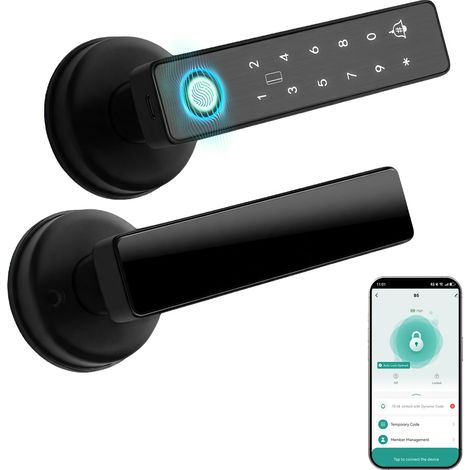 Serrure de Porte Intelligente avec Sonnette 5 en 1 avec Empreinte Digitale (1/5)