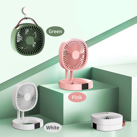 Mini ventilateur pliable rechargeable USB, ventilateur de bureau portable à 3 vitesses, à fixer au mur, idéal pour les étudiants, les dortoirs, la maison, le camping et les petits bureaux. (1/5)