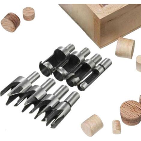 Tourillon Bois 8PCS HSS Foret Bois Fraise à Bouchonner Bois outil de coupe bois Mèches des Bouchons Wood Plug Cutter Drill Bits 6mm /10mm/13mm/16mm Petite Fraise Bois Pour Perceuse (1/5)