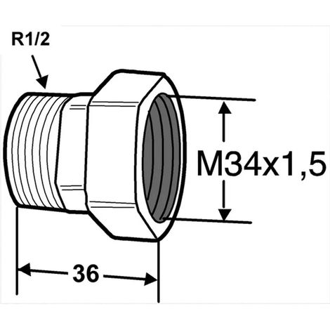 HEIMEIER Racor de conexión de radiador R 1/2 x M 34, AMETAL-C niquelado, 50721915