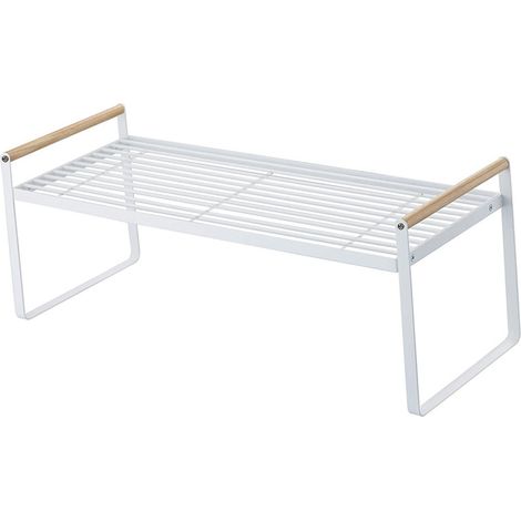 Étagère de rangement à plusieurs niveaux, facile à installer, multifonctionnelle, pour placard, comptoir, grand format, blanche. (1/5)