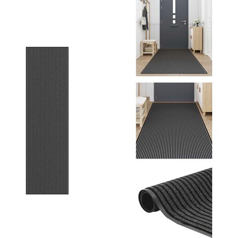 Paillasson noir et gris à rayures 115x400 cm - Paillasson - Paillasson De Porte - Paillasson De Bienvenue - Paillasson De Porte Extérieur (1/5)