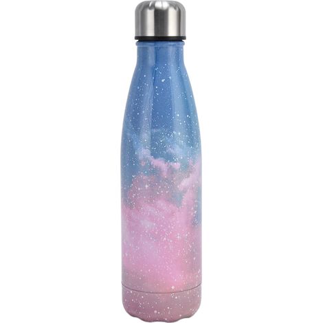 Gourde Isotherme en Acier Inoxydable Forme Cola pour École, Sport, Camping et Voyage - Design Ciel Étoilé Rose (1/5)