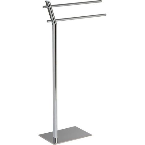 Porte serviette sur pied métal chromé design salle de bain - métal chromé argenté