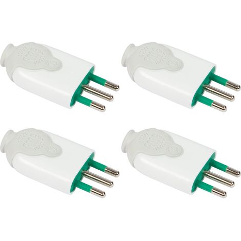 FANTON 80010-B4 set 4 pz spina volante italiana piccola 10A 2P+T mod.BICO' perni in ottone smontabile