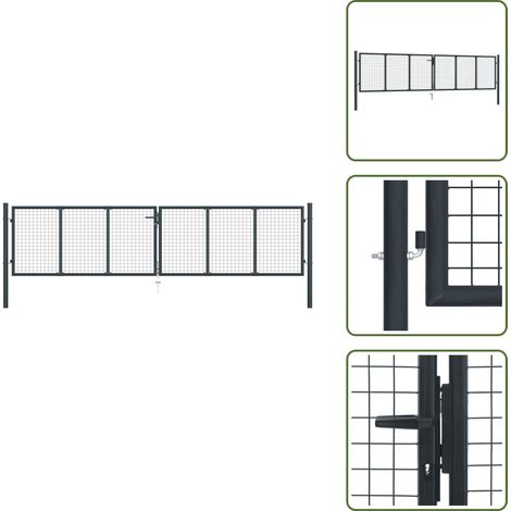 Mesh-Gartentor Verzinkter Stahl 400 x 150 cm Grau - Gartentor - Metalltor - Zaun - Einfahrtstor - Terrassentür