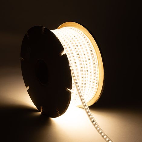 Tira LED Regulable 220V SMD Autorectificada 120 LED/m BOBINA 50m 10W/m 1000lm/m Ancho 12mm Corte 10cm IP65 4000K Blanco Neutro (1/5)