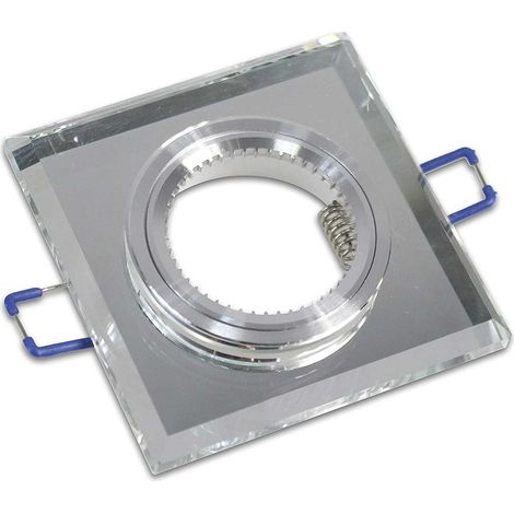 Portafaretto a incasso quadrato in vetro effetto specchio porta faretto per controsoffittatura illuminazione luce foro 60 mm (1/4)