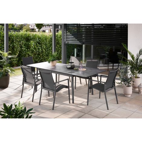 Primaster Garten-Essgruppe Taormina Bilbao 6 Personen mit ausziehbaren Tisch Sitzgruppe