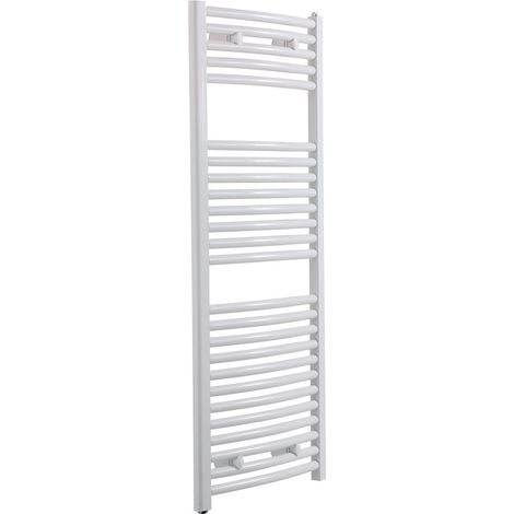Sèche-serviette eau chaude cintré 419W – 50 cm de large – 96 cm de haut – 17 tubes en acier blanc – Fixations 4 points – Anconetti (1/3)