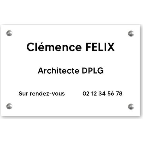 Plaque professionnelle PVC 30x20 – Gravure Personnalisée | Architectes - Blanche lettres noires (1/3)