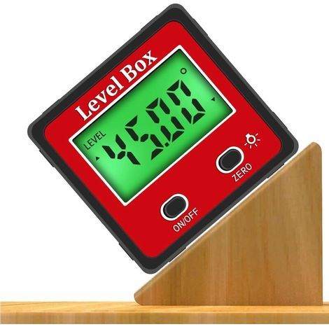 Inclinomètre numérique 2 boutons, LCD Rapporteur d'angle numérique avec Magnétique, 4x90° Etanche Mesureur Angle Goniomètres Pour Mesurer l'Biseau Voiture Travail,Rouge (1/5)