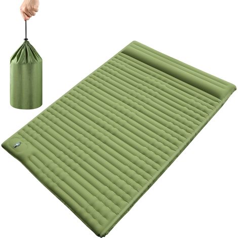 1 Matelas Autogonflant, 12cm Épaisseur, Nylon 40D, Oreiller Intégré, Pompe à Pied, Camping Randonnée