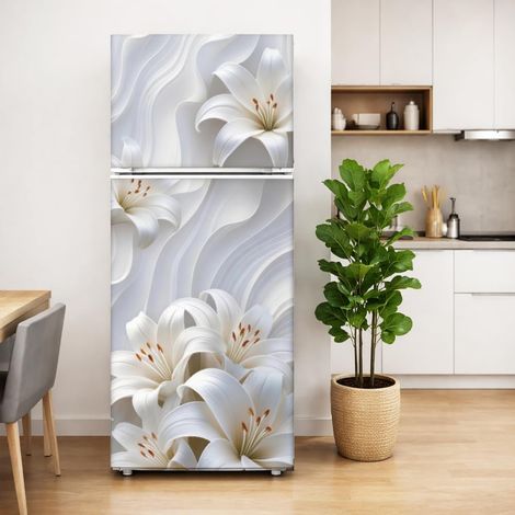 2pcs Revêtement Amovible pour Réfrigérateur Autocollant Mural en Vinyle pour Porte de Réfrigérateur/Congélateur Idéal pour la Décoration de Cuisine et de Bar, 41.5x200cm (1/5)