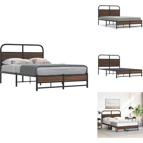Cadre de lit sans matelas 140x190 cm chêne marron - Cadre De Lit - Cadres De Lit - Meuble De Chambre À Coucher - Lit (1/5)