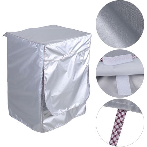 Schutzhülle für Frontlader-Waschmaschinen, silberfarbene, hochwertige, wasserdichte Polyesterhülle mit UV-Schutz gegen Ausbleichen und Materialermüdung (62 x 59 x 81 cm) – Waschmaschinen- und Trockner (1/5)