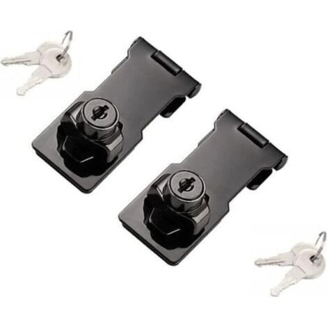 Lot de 2 loquets à clé à bouton tournant pour petites portes, armoires et plus (8 cm, noir)