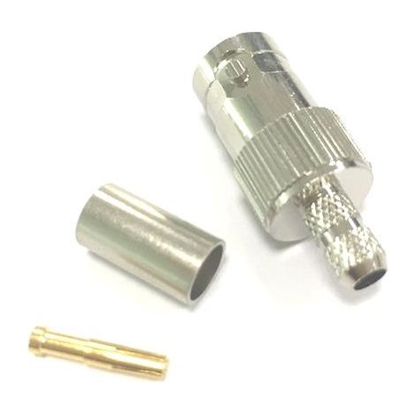 Connecteur coaxial RS PRO Femelle Droit, raccordement A sertir 50O Montage sur câble ( Prix pour 1 ) (1/3)