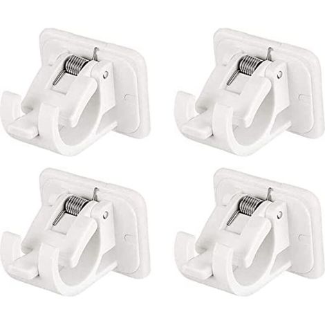 Lot De 4 Crochets Support De Tringle à Rideau Auto-AdhéSif, clips d'anneau mural sans perçage support de tringle de fixation, tringle à rideau réglable 9e3wZRpM6Zj (1/5)