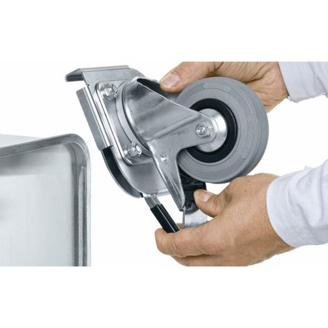 [NEUWERTIG] B-Ware Zarges Bockrollensatz 2 Rollen Transportrollen Kisten Mobilität Vollgummi ø100mm